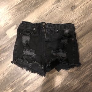 High waisted black cut-off shorts